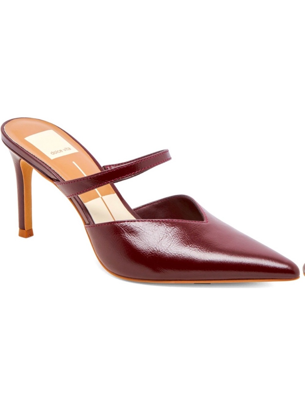 Dolce Vita Wine Patent Leather Pointed Mule with Strap
